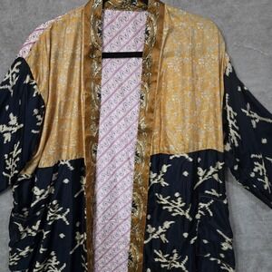 Boho Gypsy Kimono Colorful Duster Festival Cottage Patchwork Mixed Print Artsy